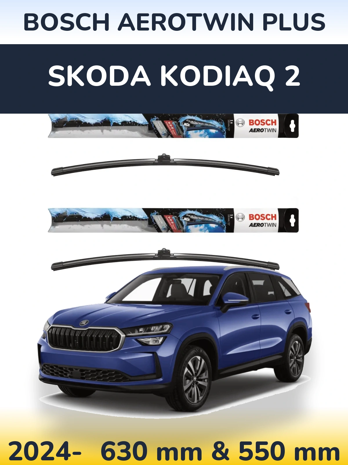 Komplet przednich wycieraczek BOSCH AeroTwin Plus 600 & 550 mm do Skoda Kodiaq 2 2024-2026