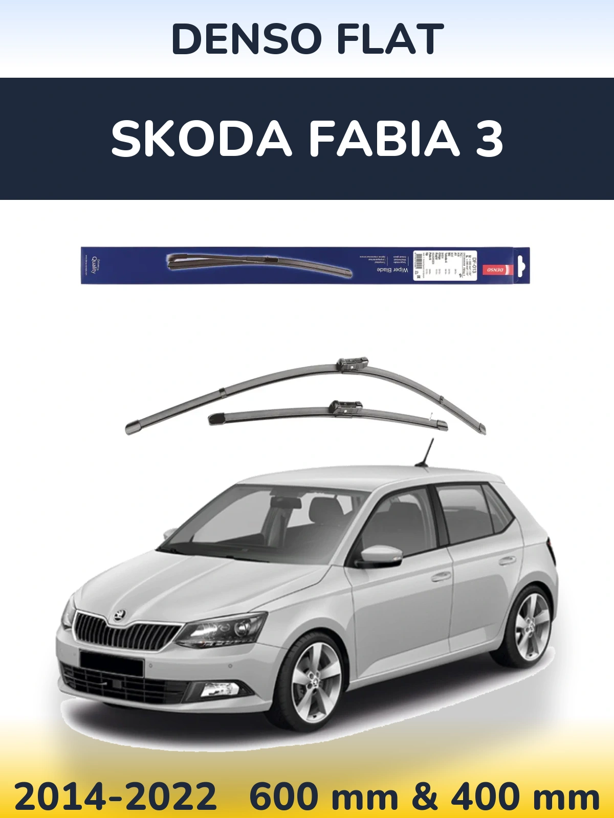 Комплект передніх щіток Denso Flat 600 & 380 мм для Skoda Fabia 3 2014-2022