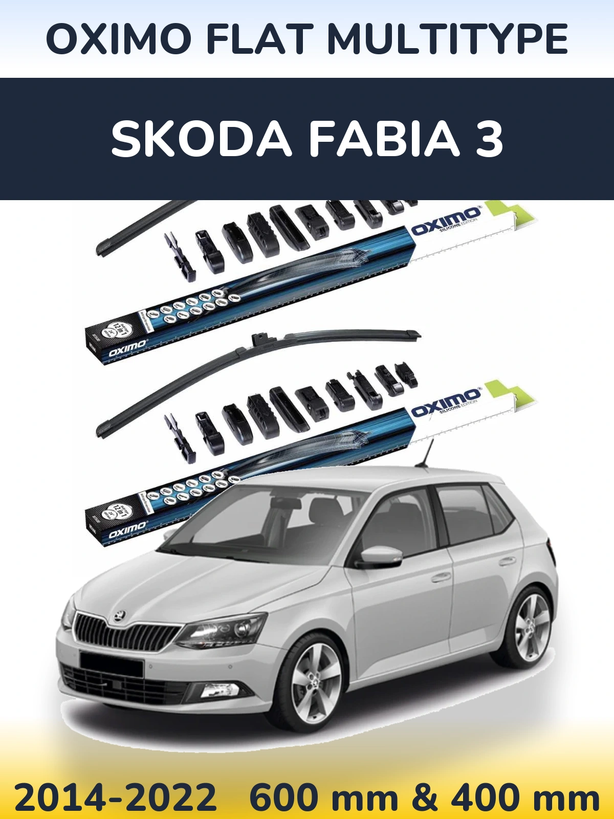 Komplet przednich wycieraczek Oximo Flat MultiType 600 & 400 mm do Skoda Fabia 3 2014-2022