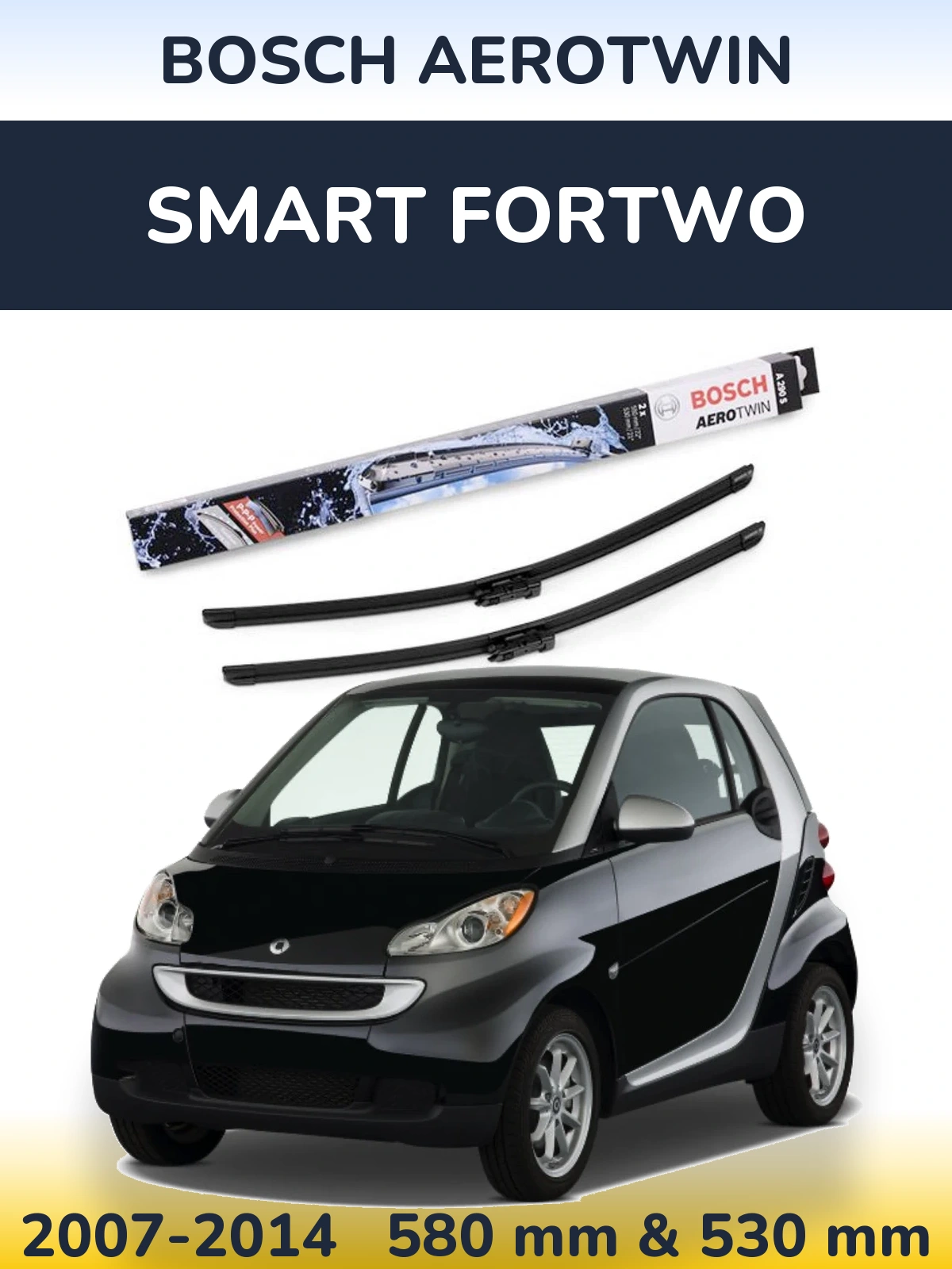Комплект передніх щіток BOSCH AeroTwin 550 & 530 мм для Smart Fortwo 2007-2014