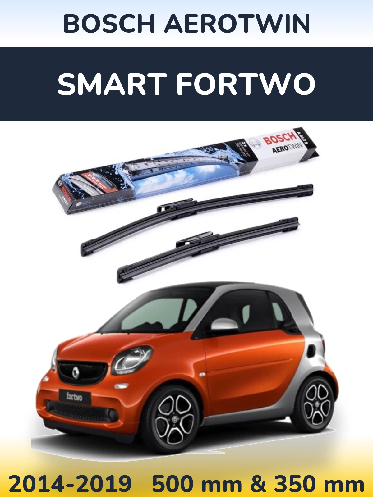 Комплект передніх щіток BOSCH AeroTwin 500 & 360 мм для Smart Fortwo 2014-2019