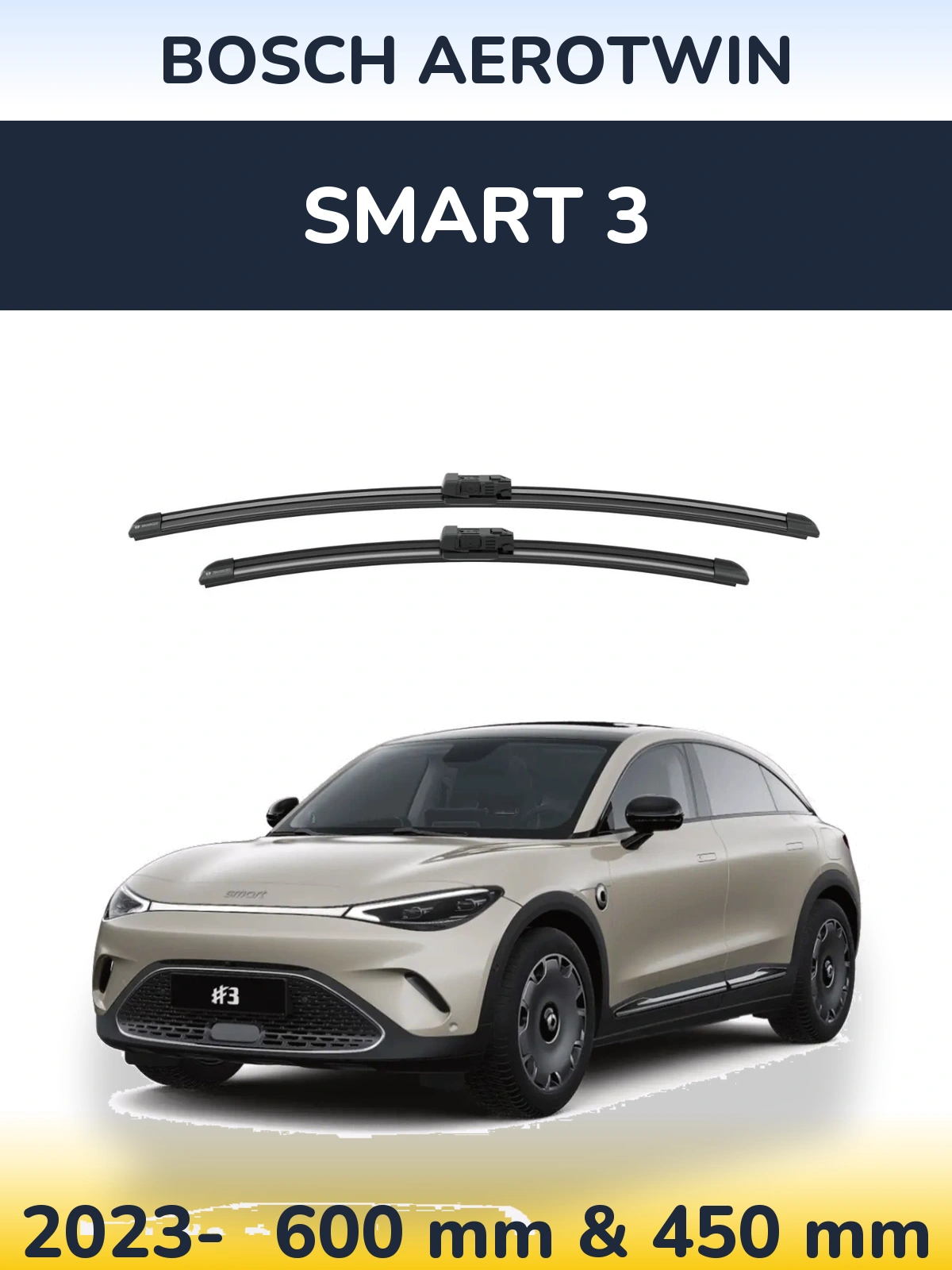 Комплект передніх щіток BOSCH AeroTwin 600 & 450 мм для Smart 3 2023-2026