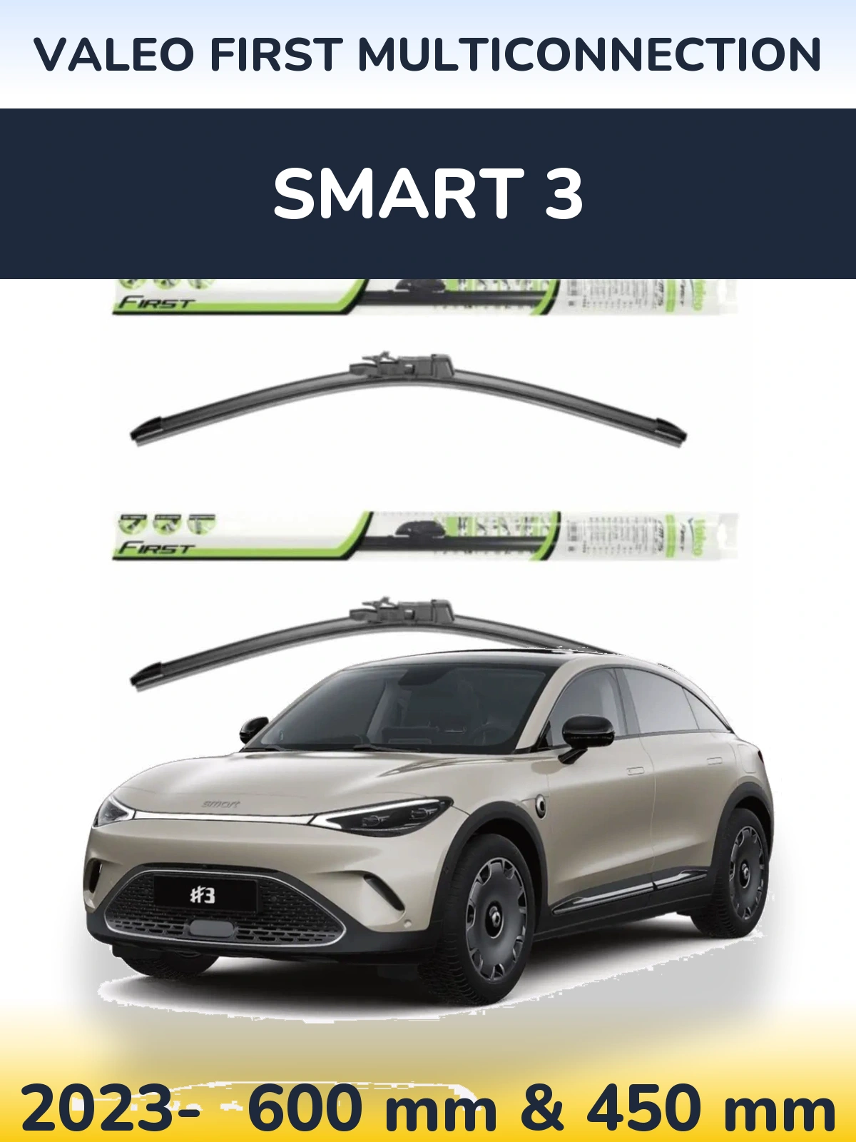 Komplet przednich wycieraczek Valeo First MultiConnection 600 & 450 mm do Smart 3 2023-2026