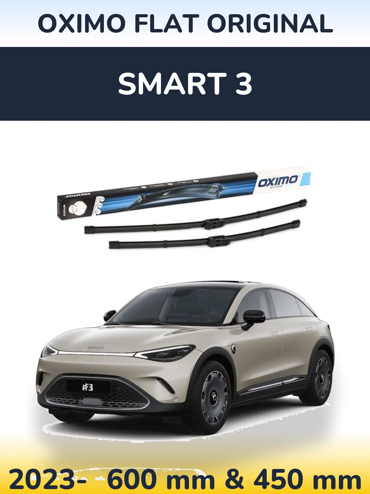 Комплект передніх щіток Oximo Flat Original 600 & 450 мм для Smart 3 2023-2026
