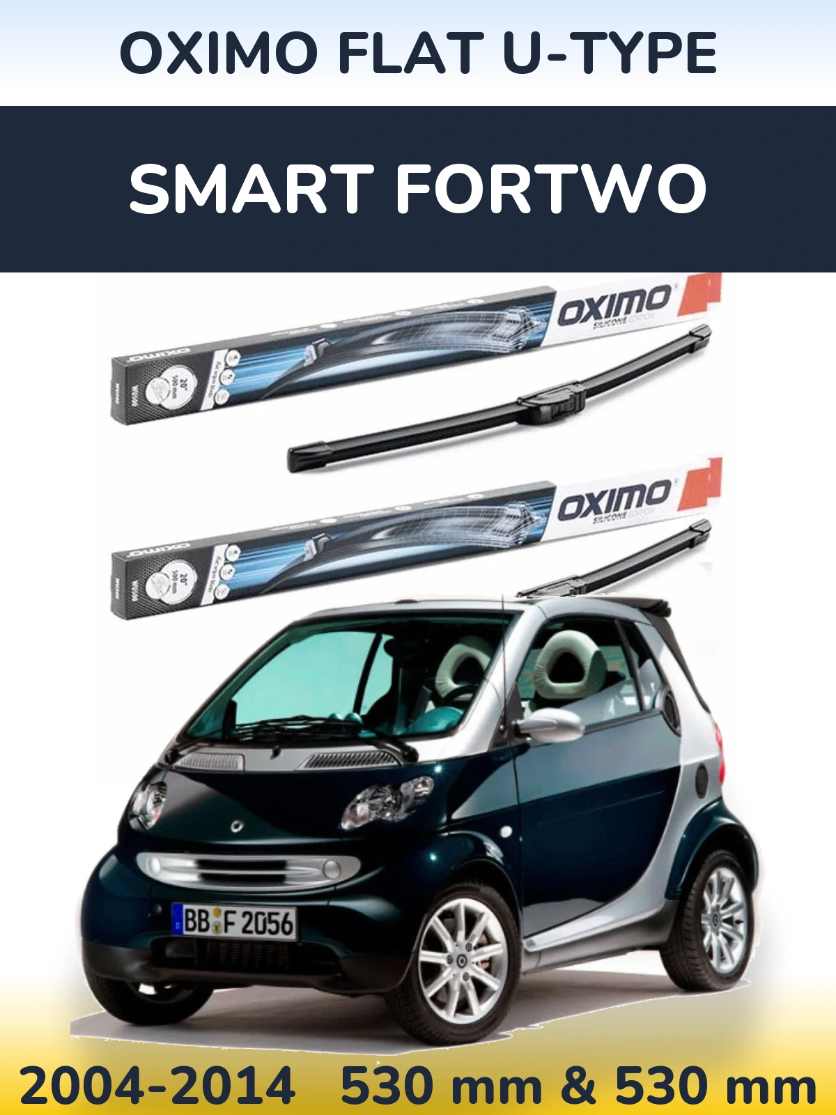 Komplet przednich wycieraczek Oximo Flat U-type 530 & 530 mm do Smart Fortwo 2004-2014