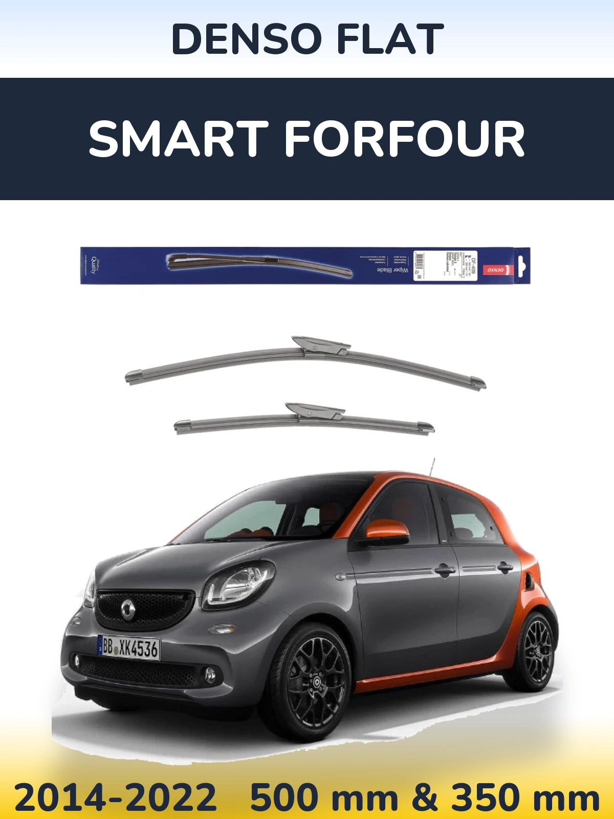 Komplet przednich wycieraczek Denso Flat 500 & 350 mm do Smart Forfour 2014-2022