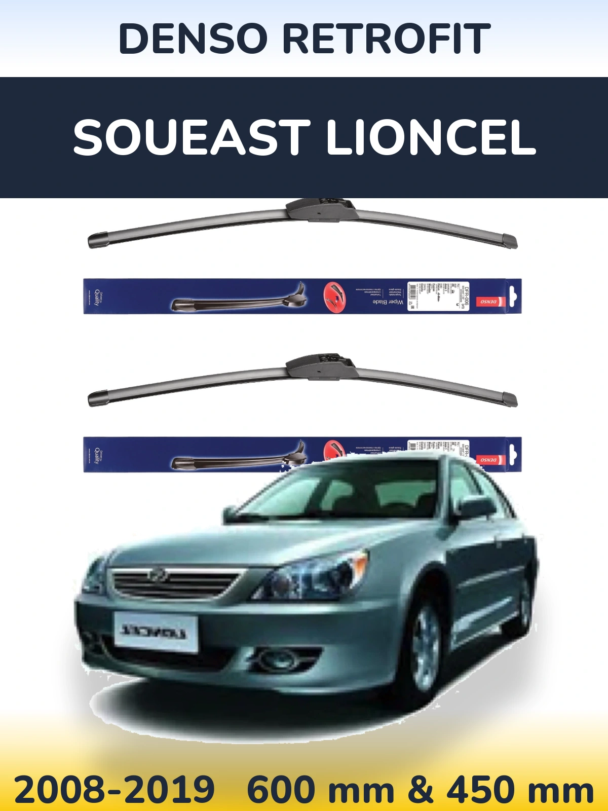 Комплект передніх щіток Denso Retrofit 600 & 450 мм для Soueast Lioncel 2008-2019