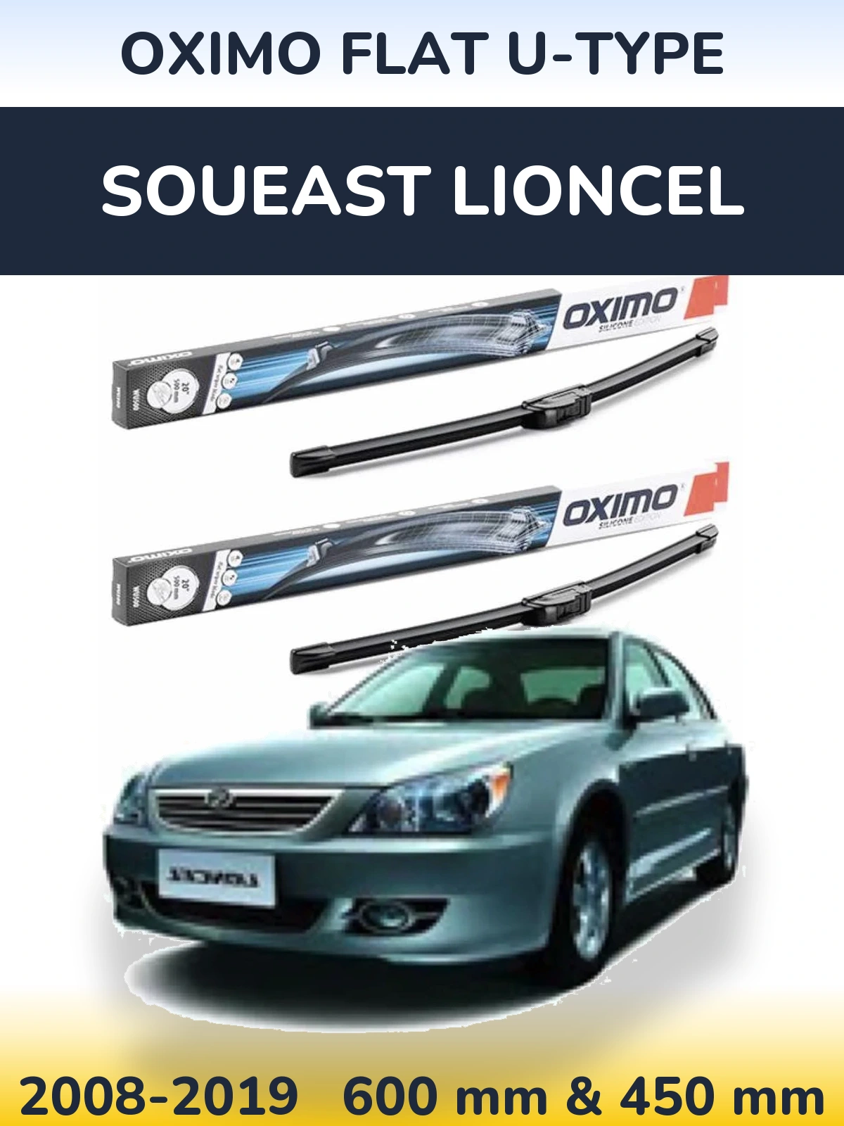 Komplet przednich wycieraczek Oximo Flat U-type 600 & 450 mm do Soueast Lioncel 2008-2019
