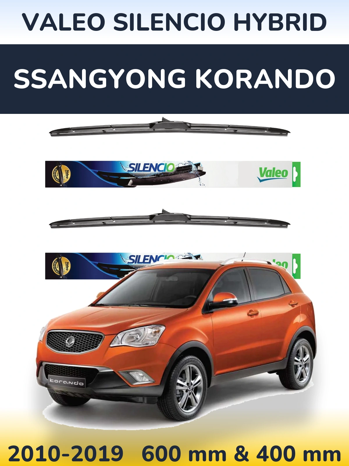 Комплект передних дворников Valeo Silencio Hybrid 600 & 400 мм для SsangYong Korando 2010-2019