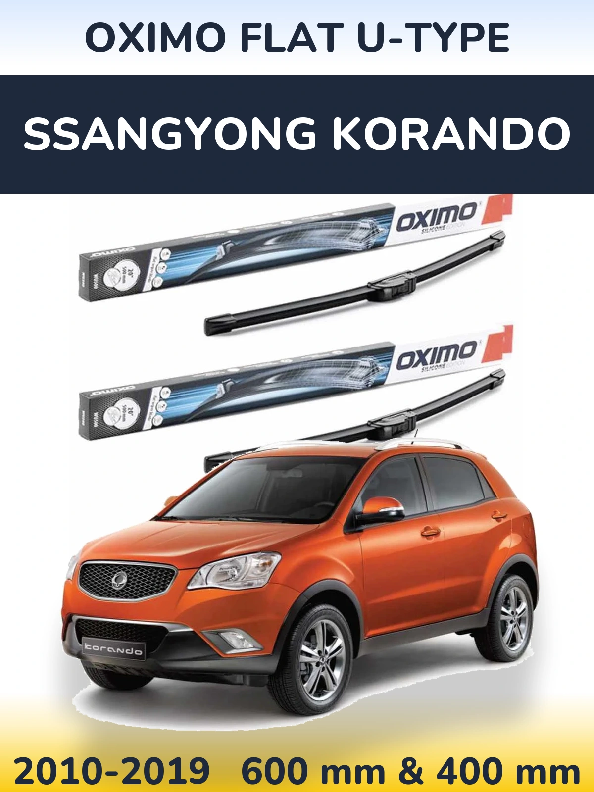 Komplet przednich wycieraczek Oximo Flat U-type 600 & 400 mm do SsangYong Korando 2010-2019