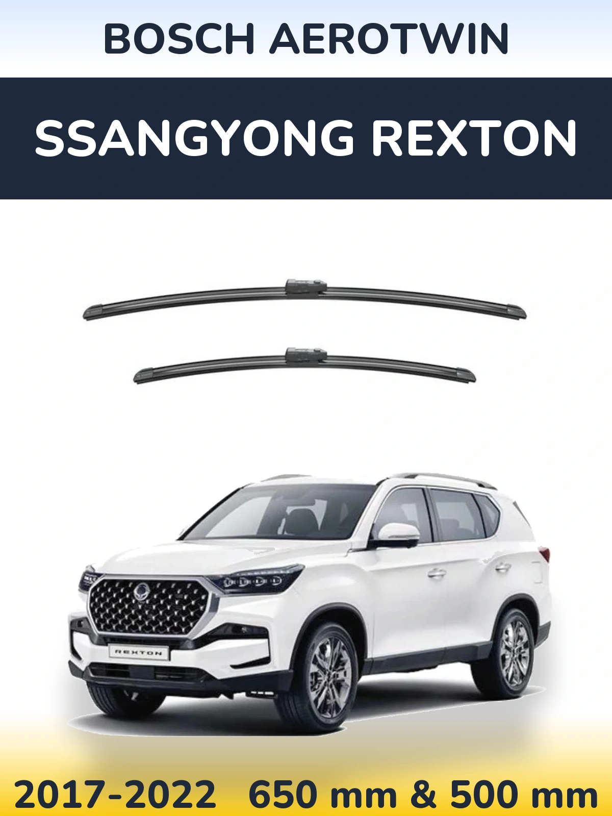 Komplet przednich wycieraczek BOSCH AeroTwin 650 & 500 mm do SsangYong Rexton 2017-2022