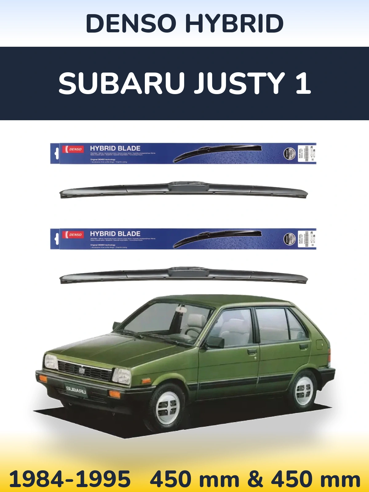 Комплект передніх щіток Denso Hybrid 450 & 450 мм для Subaru Justy 1 1984-1995