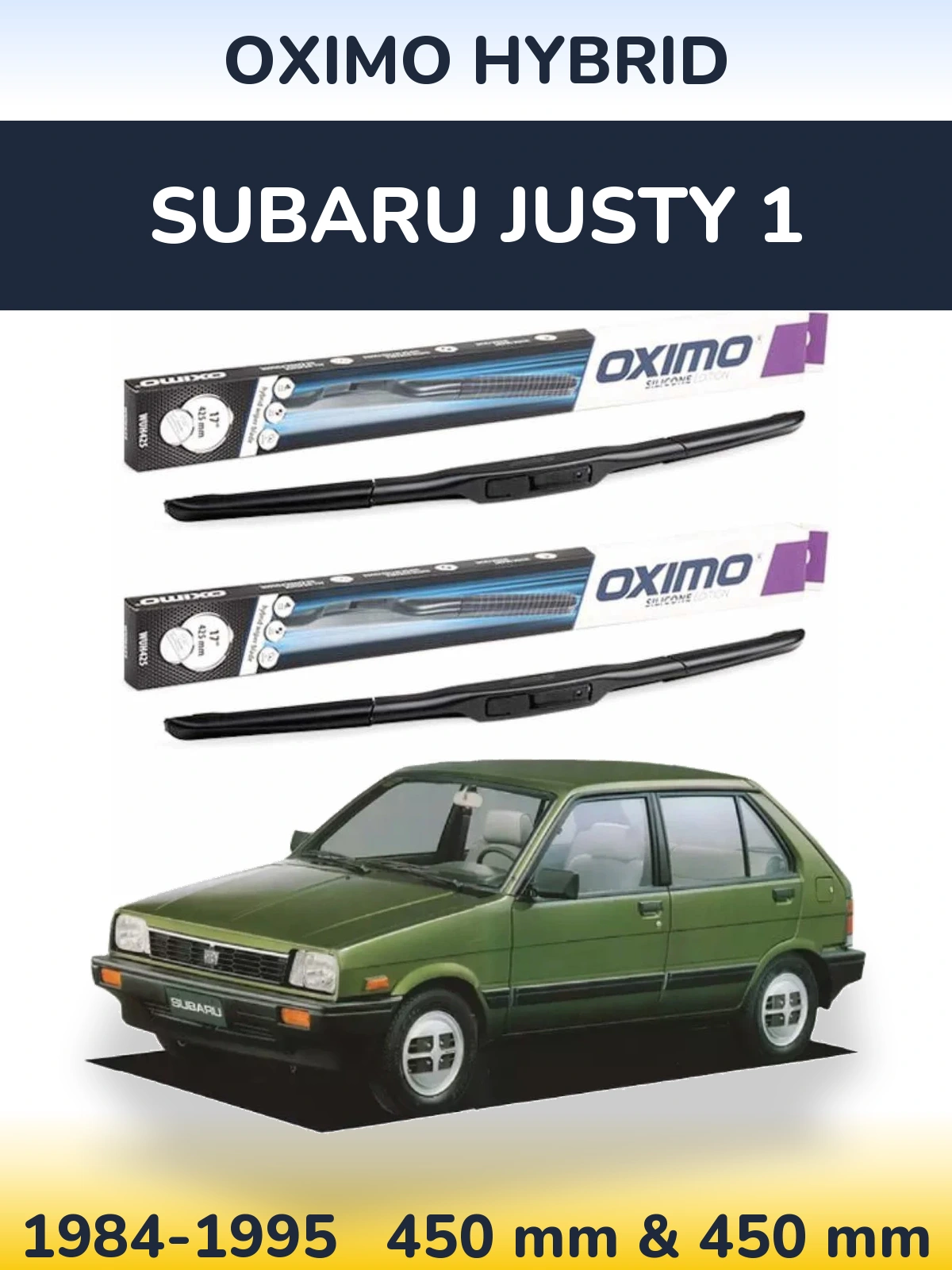 Комплект передних дворников Oximo Hybrid 450 & 450 мм для Subaru Justy 1 1984-1995