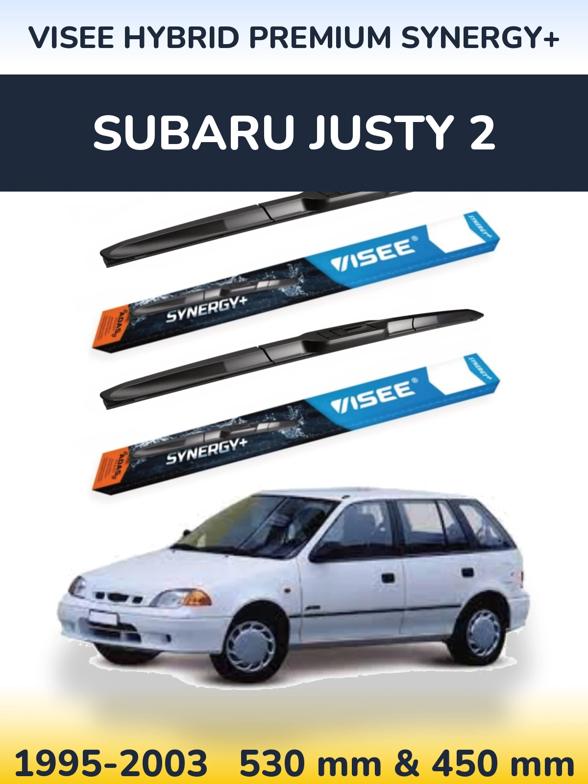 Комплект передних дворников VISEE HYBRID PREMIUM SYNERGY+ 530 & 450 мм для Subaru Justy 2 1995-2003