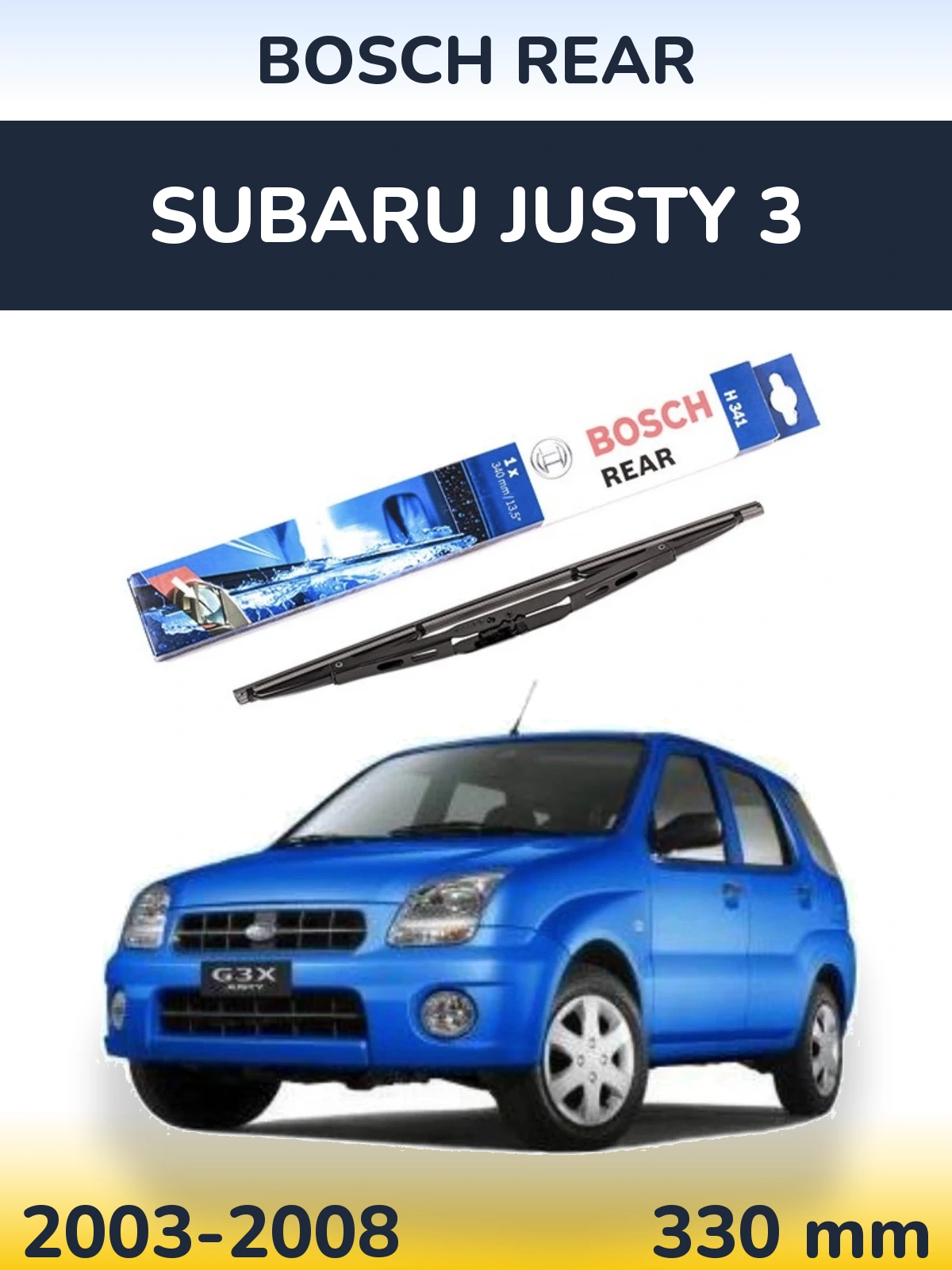 Rear wiper blade BOSCH Rear 340 mm for Subaru Justy 3 2003-2008