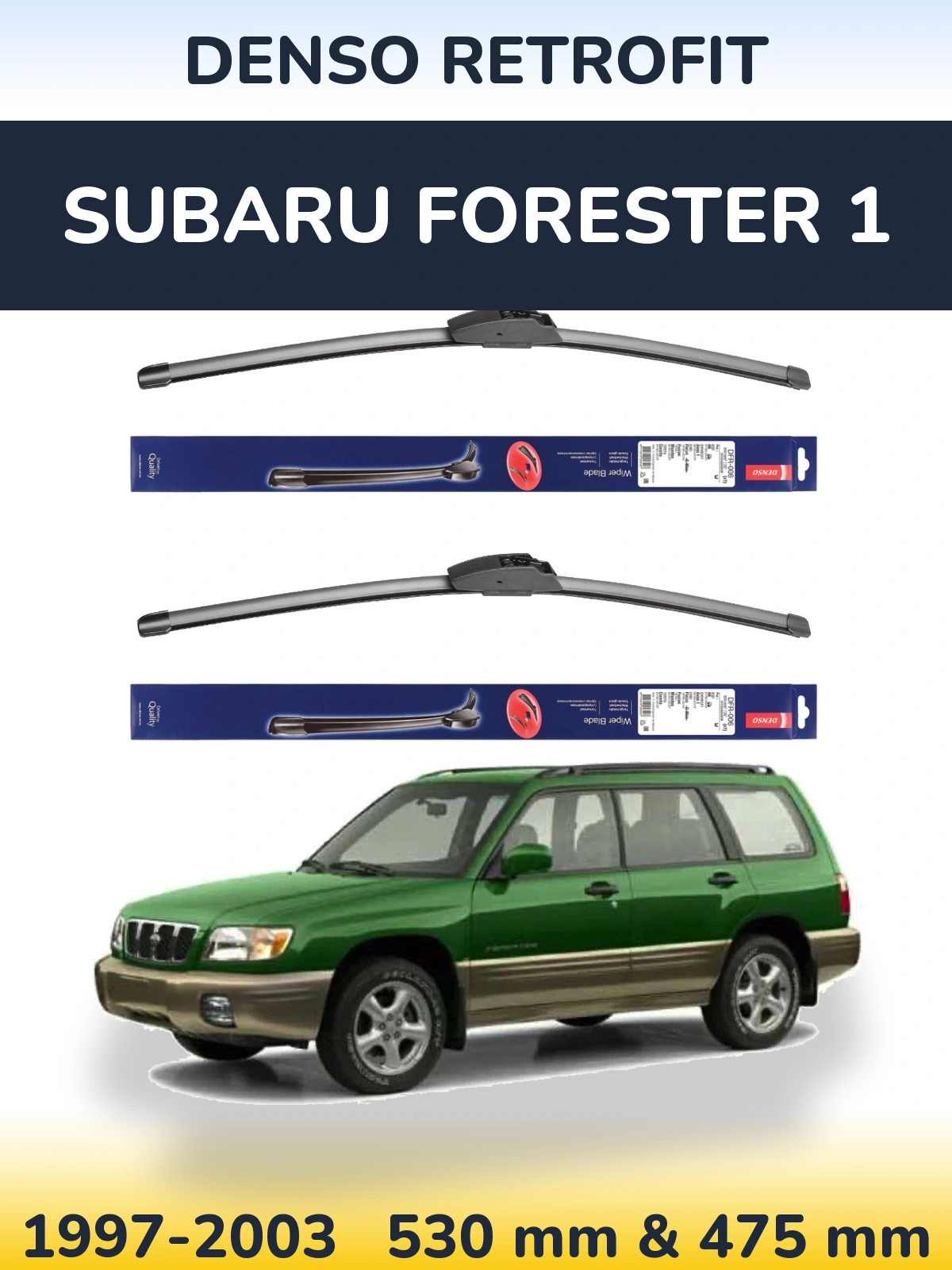 Комплект передних дворников Denso Retrofit 530 & 475 мм для Subaru Forester 1 1997-2003