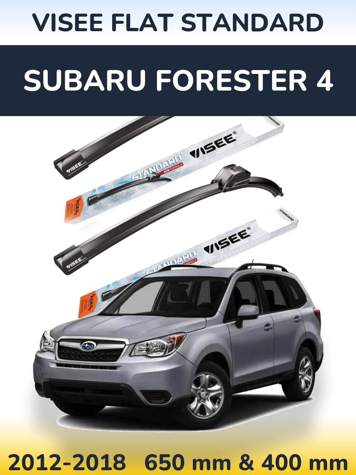 Комплект передніх щіток VISEE FLAT STANDARD 650 & 400 мм для Subaru Forester 4 2012-2018