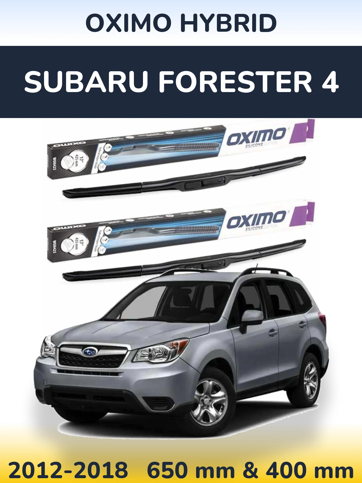 Комплект передних дворников Oximo Hybrid 650 & 400 мм для Subaru Forester 4 2012-2018