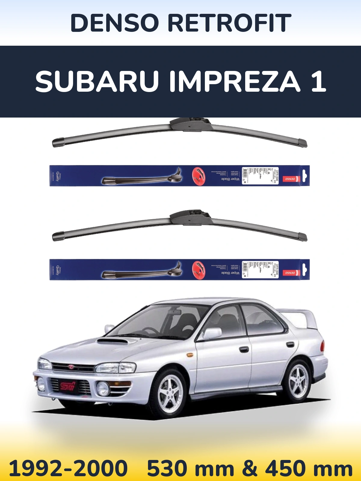 Комплект передних дворников Denso Retrofit 530 & 450 мм для Subaru Impreza 1 1992-2000
