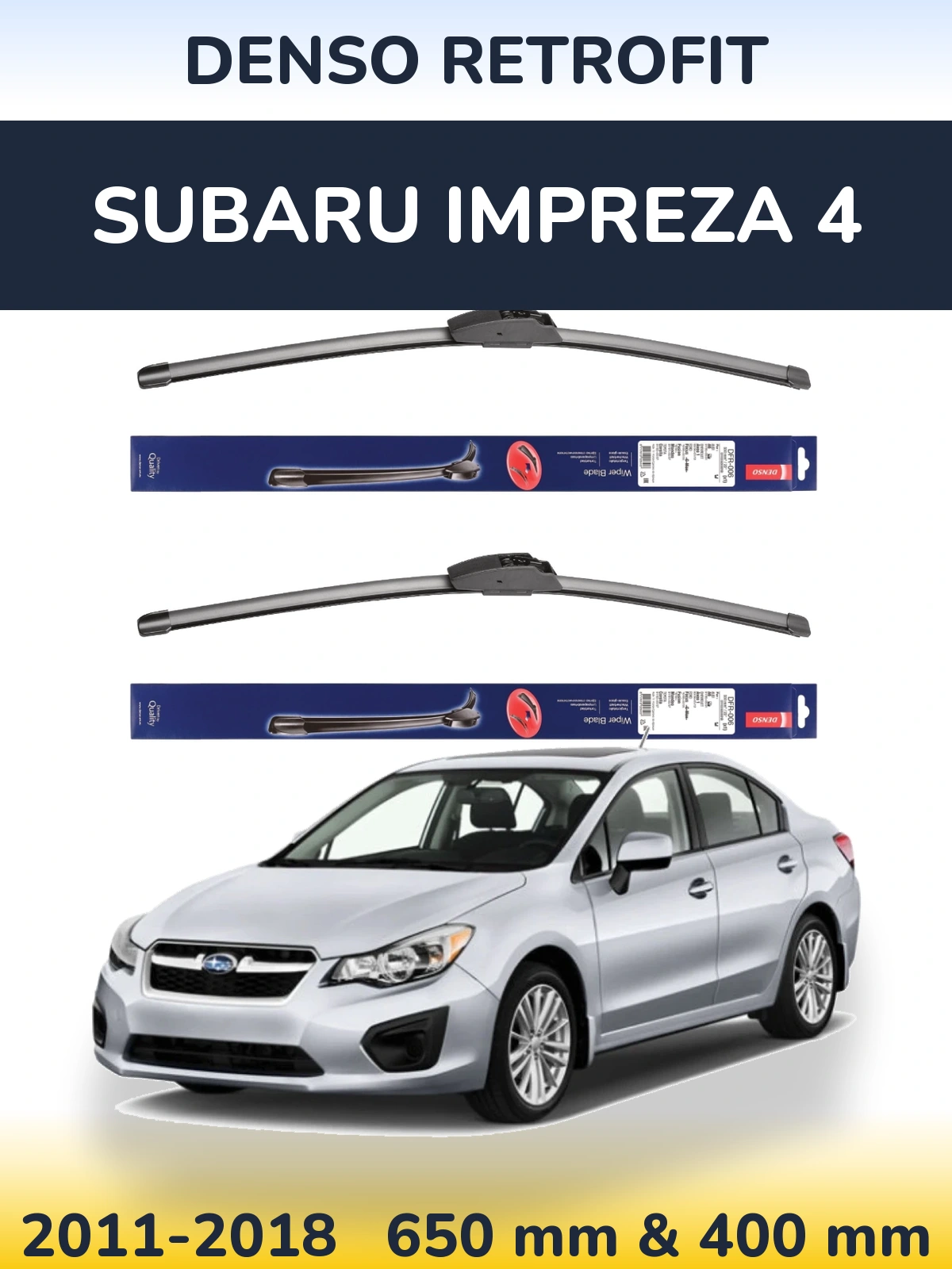 Komplet przednich wycieraczek Denso Retrofit 650 & 400 mm do Subaru Impreza 4 2011-2018