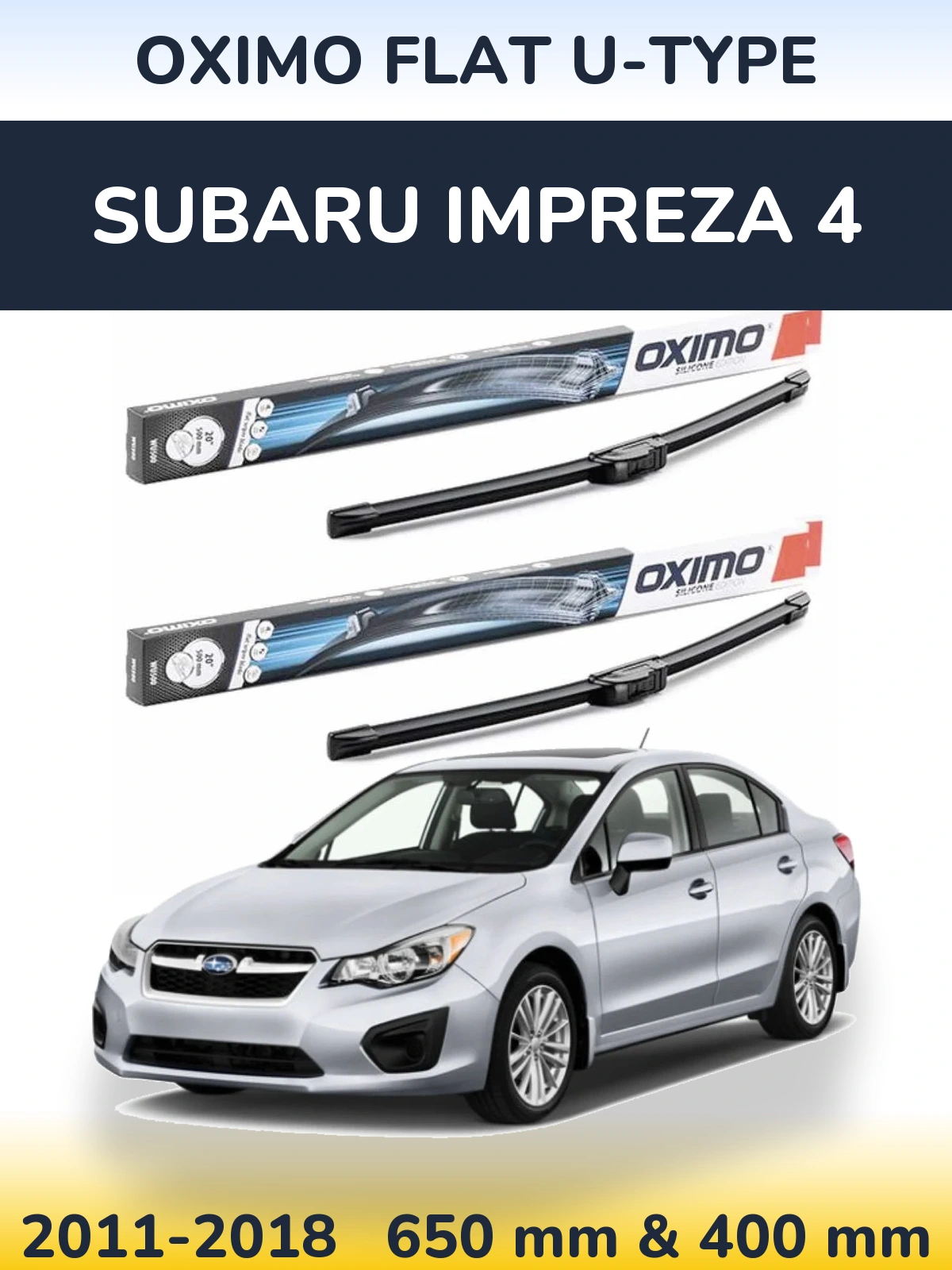 Комплект передніх щіток Oximo Flat U-type 650 & 400 мм для Subaru Impreza 4 2011-2018