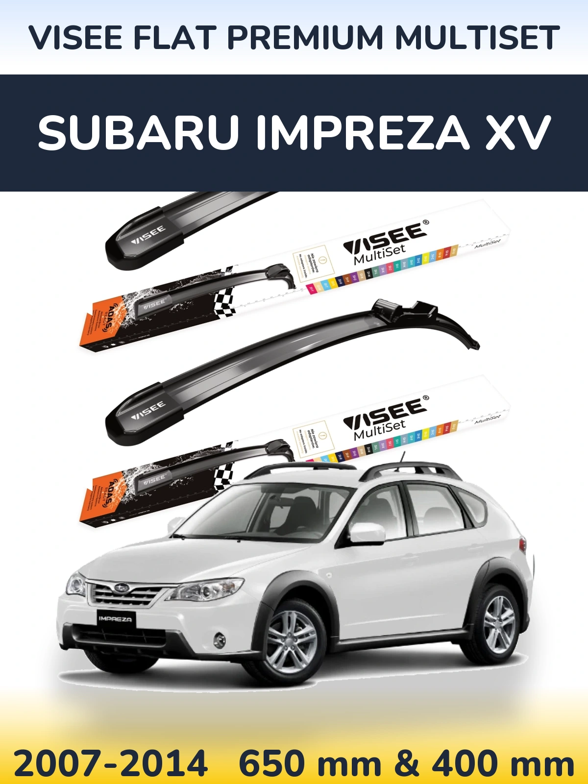 Комплект передніх щіток VISEE FLAT PREMIUM MultiSet 650 & 400 мм для Subaru Impreza XV 2007-2014