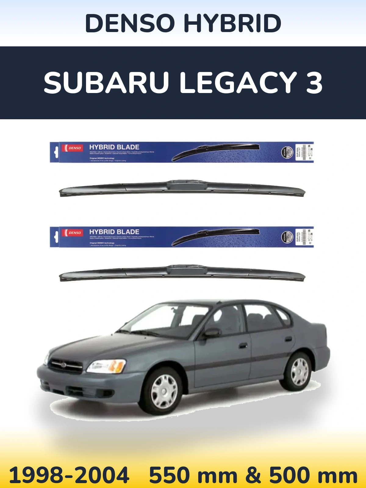 Komplet przednich wycieraczek Denso Hybrid 550 & 500 mm do Subaru Legacy 3 1998-2004