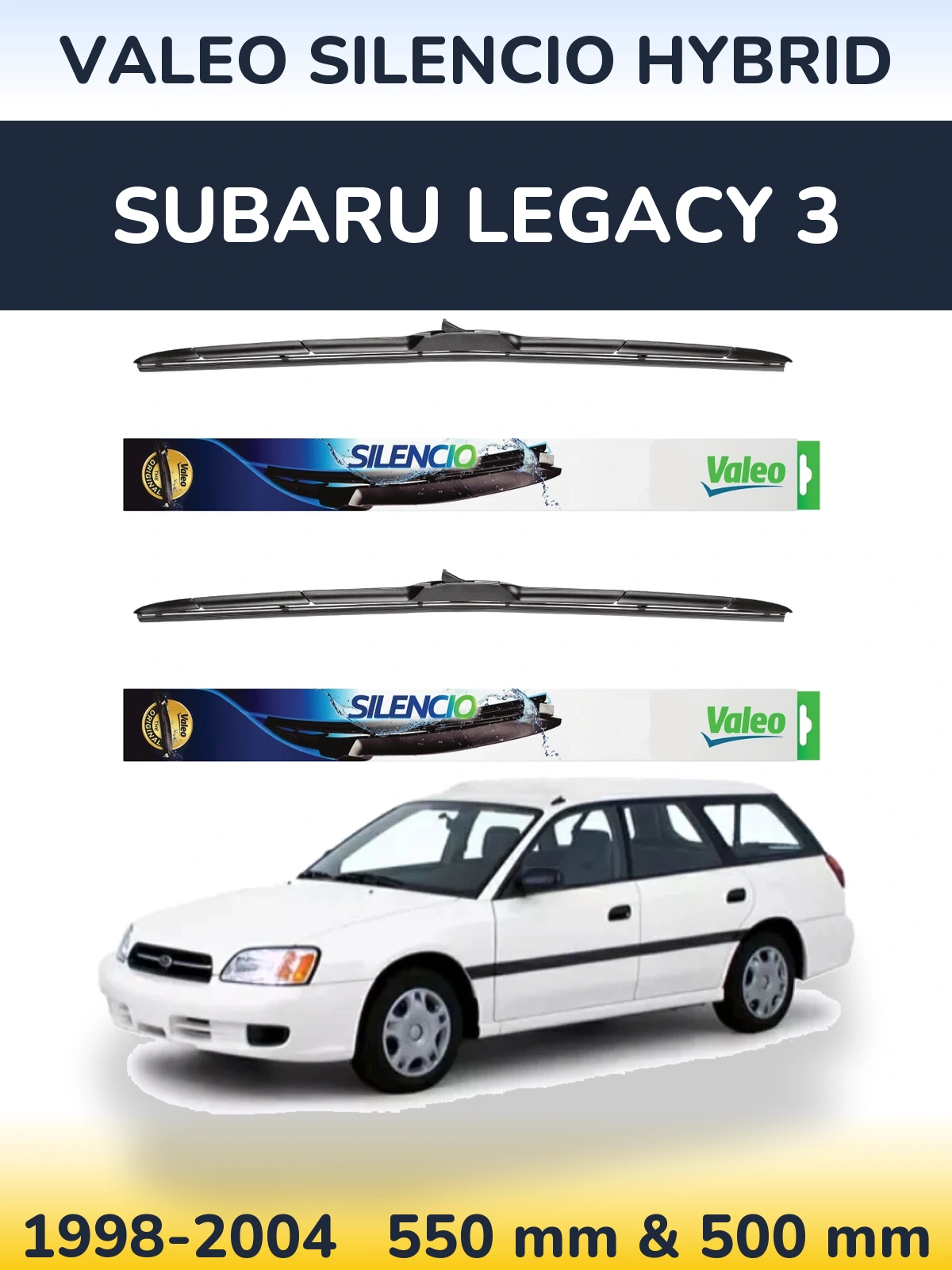 Комплект передних дворников Valeo Silencio Hybrid 550 & 500 мм для Subaru Legacy 3 1998-2004