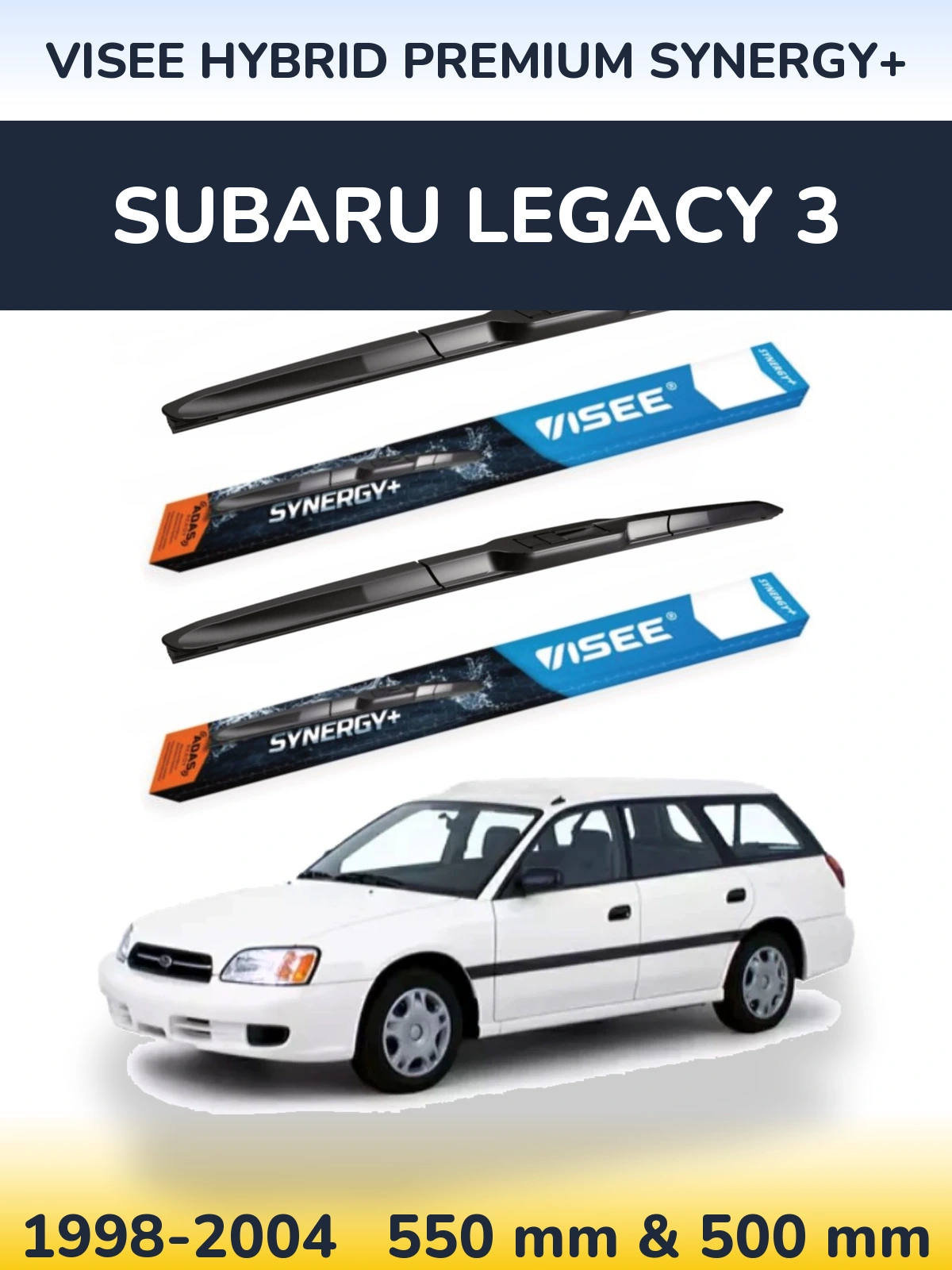 Комплект передних дворников VISEE HYBRID PREMIUM SYNERGY+ 550 & 500 мм для Subaru Legacy 3 1998-2004
