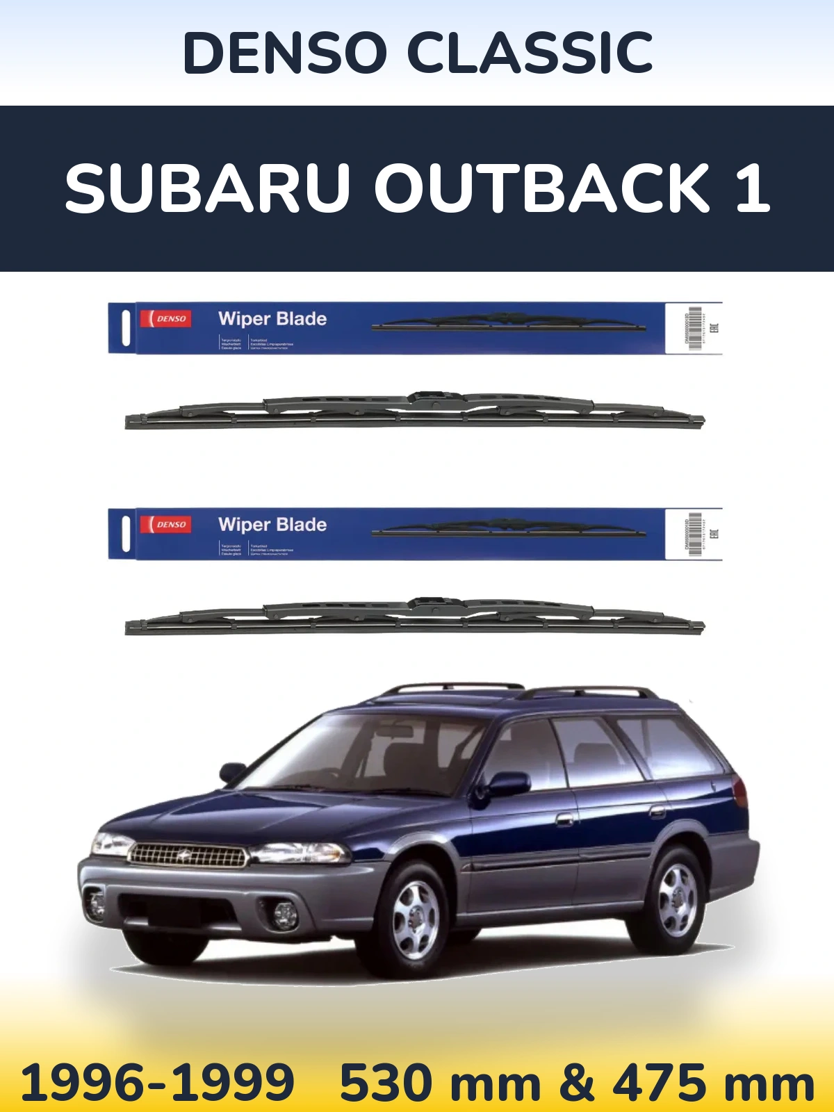 Komplet przednich wycieraczek Denso Classic 530 & 475 mm do Subaru Outback 1 1996-1999
