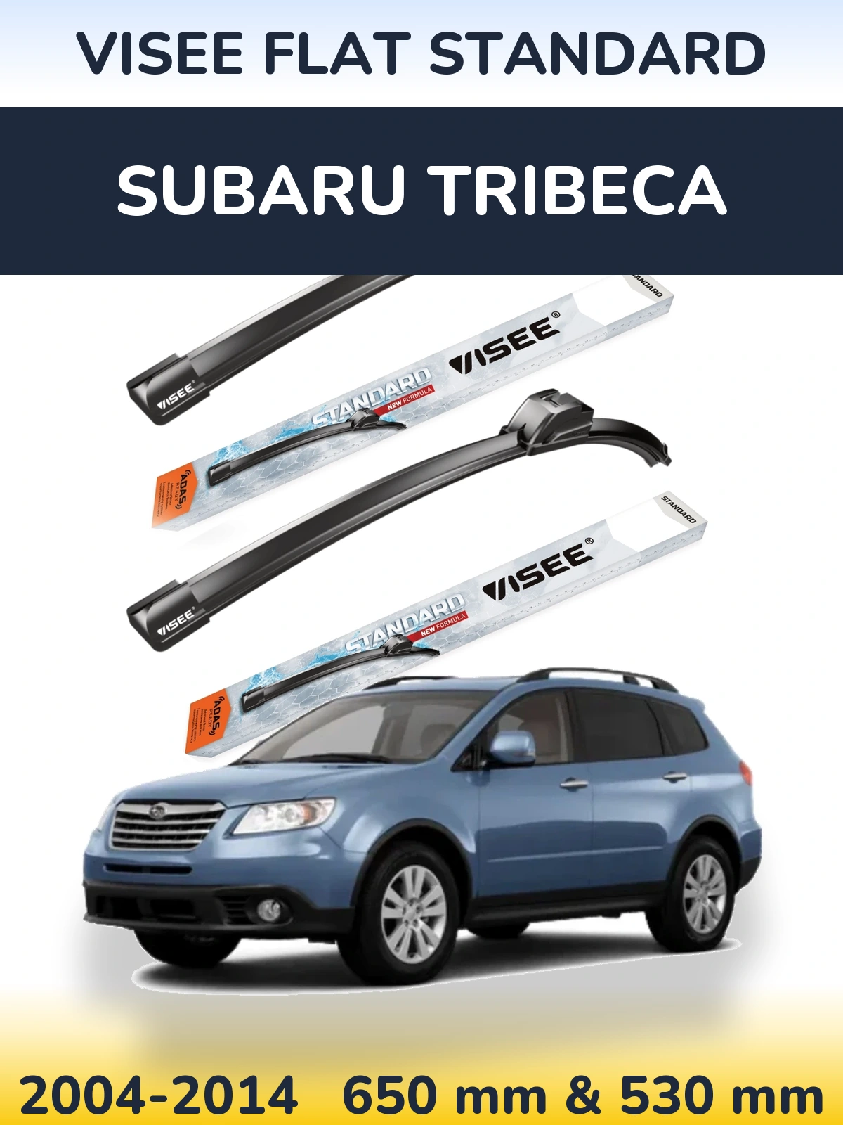 Комплект передних дворников VISEE FLAT STANDARD 650 & 530 мм для Subaru Tribeca 2004-2014