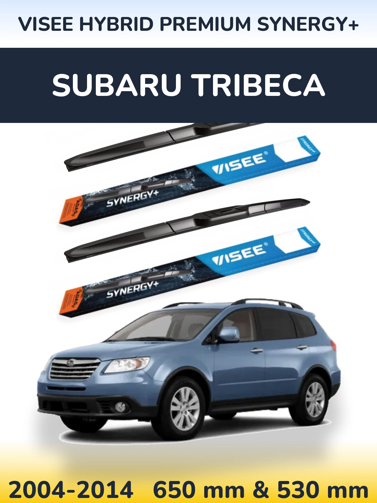 Front wiper blade set VISEE HYBRID PREMIUM SYNERGY+ 650 & 530 mm for Subaru Tribeca 2004-2014