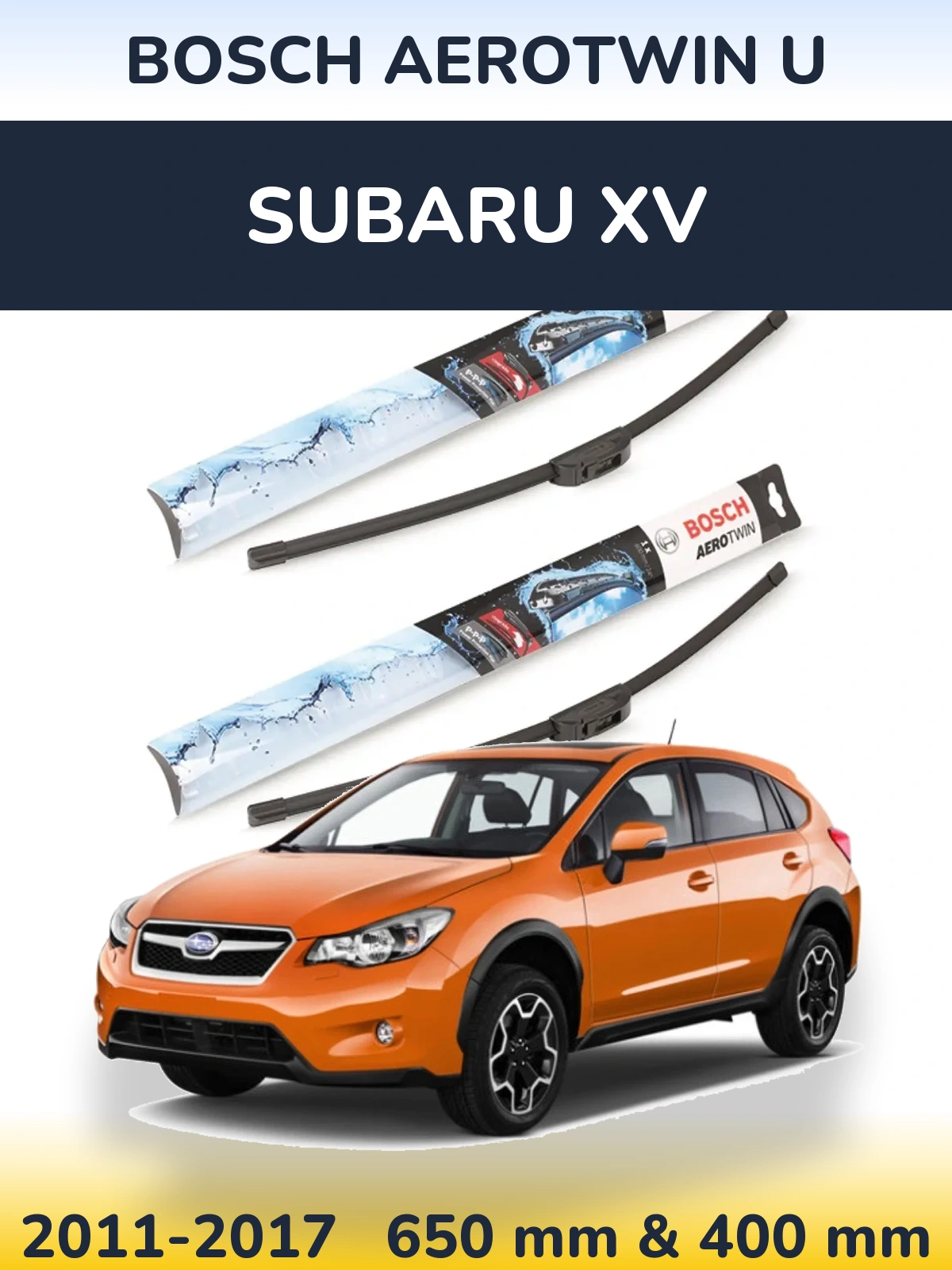 Комплект передних дворников BOSCH AeroTwin U 650 & 400 мм для Subaru XV 2011-2017