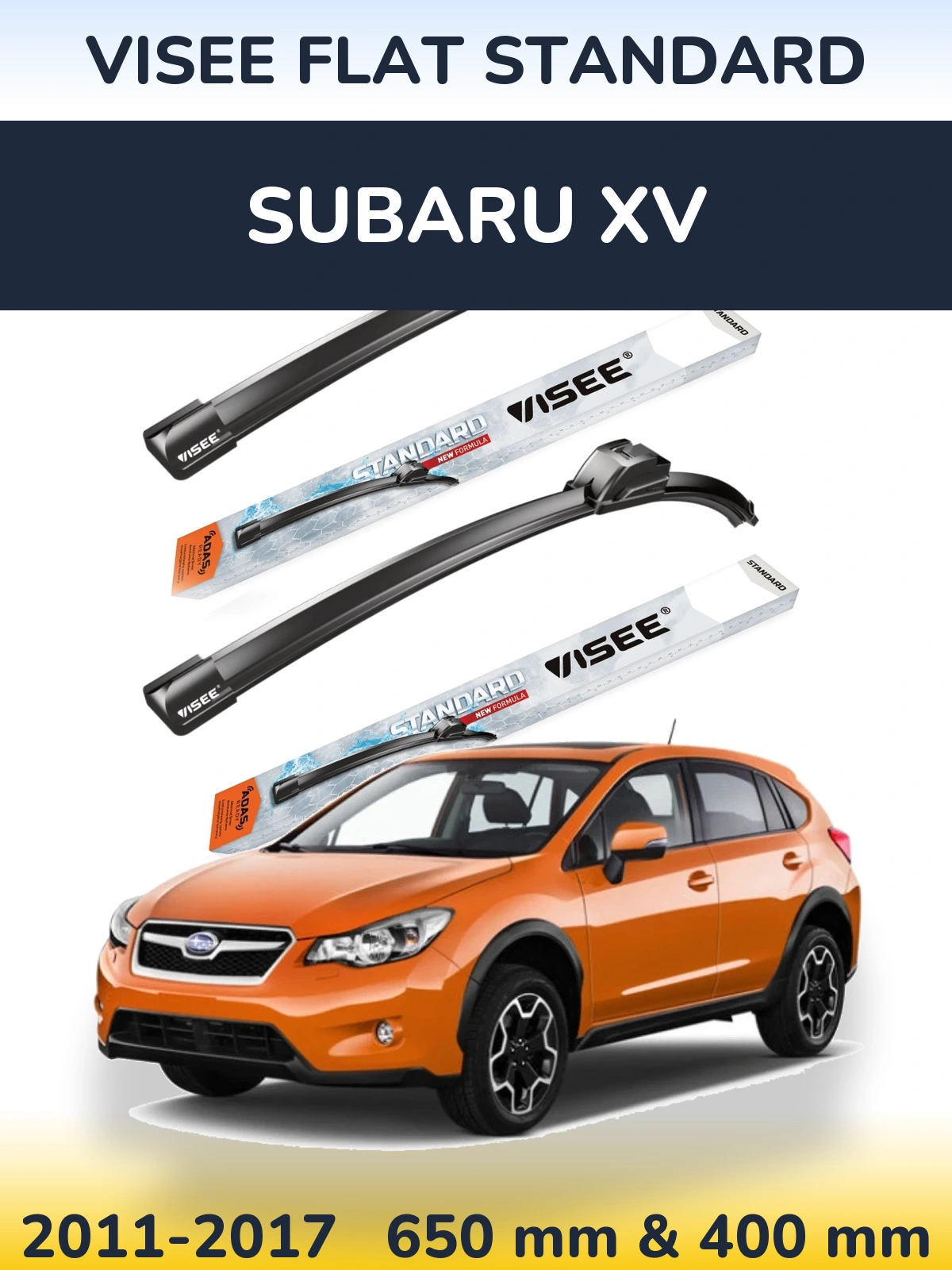 Комплект передніх щіток VISEE FLAT STANDARD 650 & 400 мм для Subaru XV 2011-2017