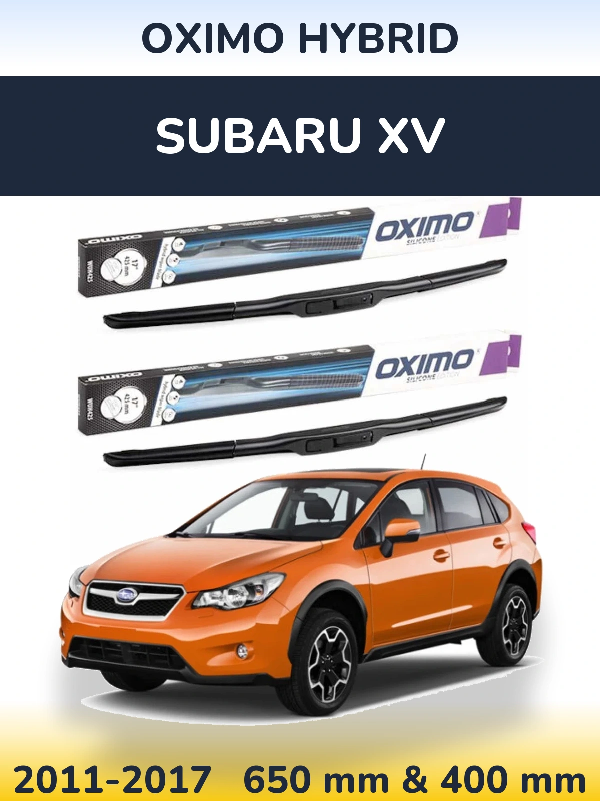 Комплект передніх щіток Oximo Hybrid 650 & 400 мм для Subaru XV 2011-2017