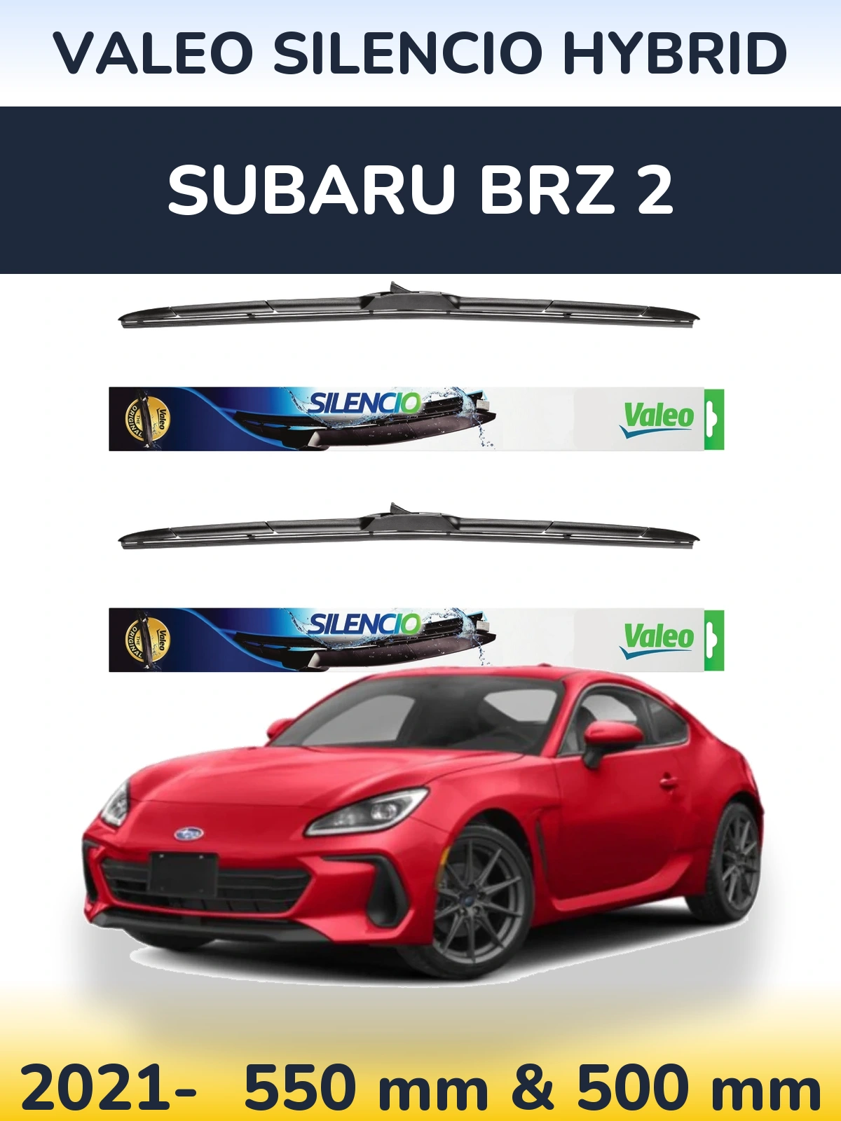 Комплект передних дворников Valeo Silencio Hybrid 550 & 500 мм для Subaru BRZ 2 2021-2026