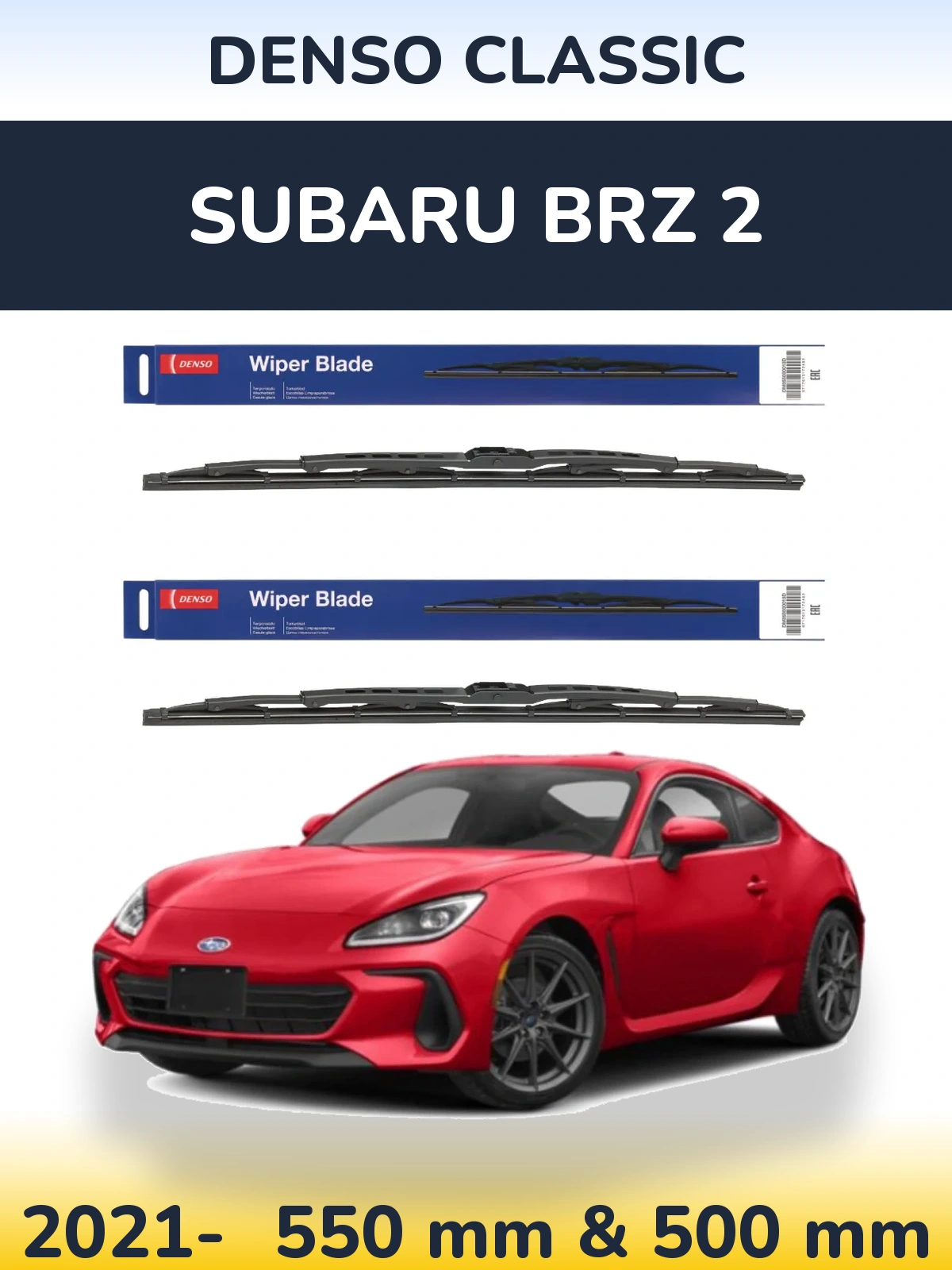 Front wiper blade set Denso Classic 550 & 500 mm for Subaru BRZ 2 2021-2026