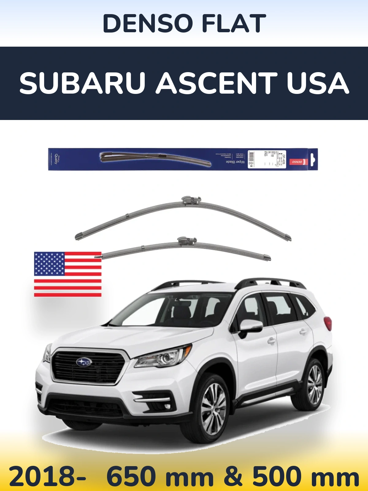Komplet przednich wycieraczek Denso Flat 650 & 500 mm do Subaru Ascent USA 2018-2026