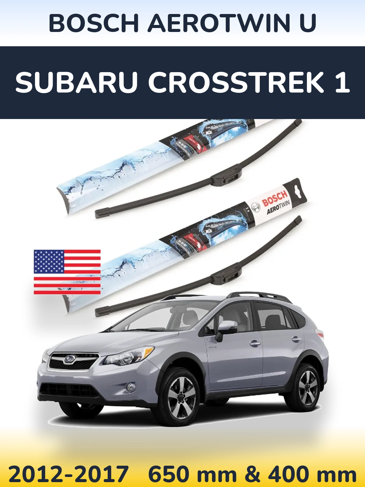 Комплект передніх щіток BOSCH AeroTwin U 650 & 400 мм для Subaru Crosstrek 1 2012-2017