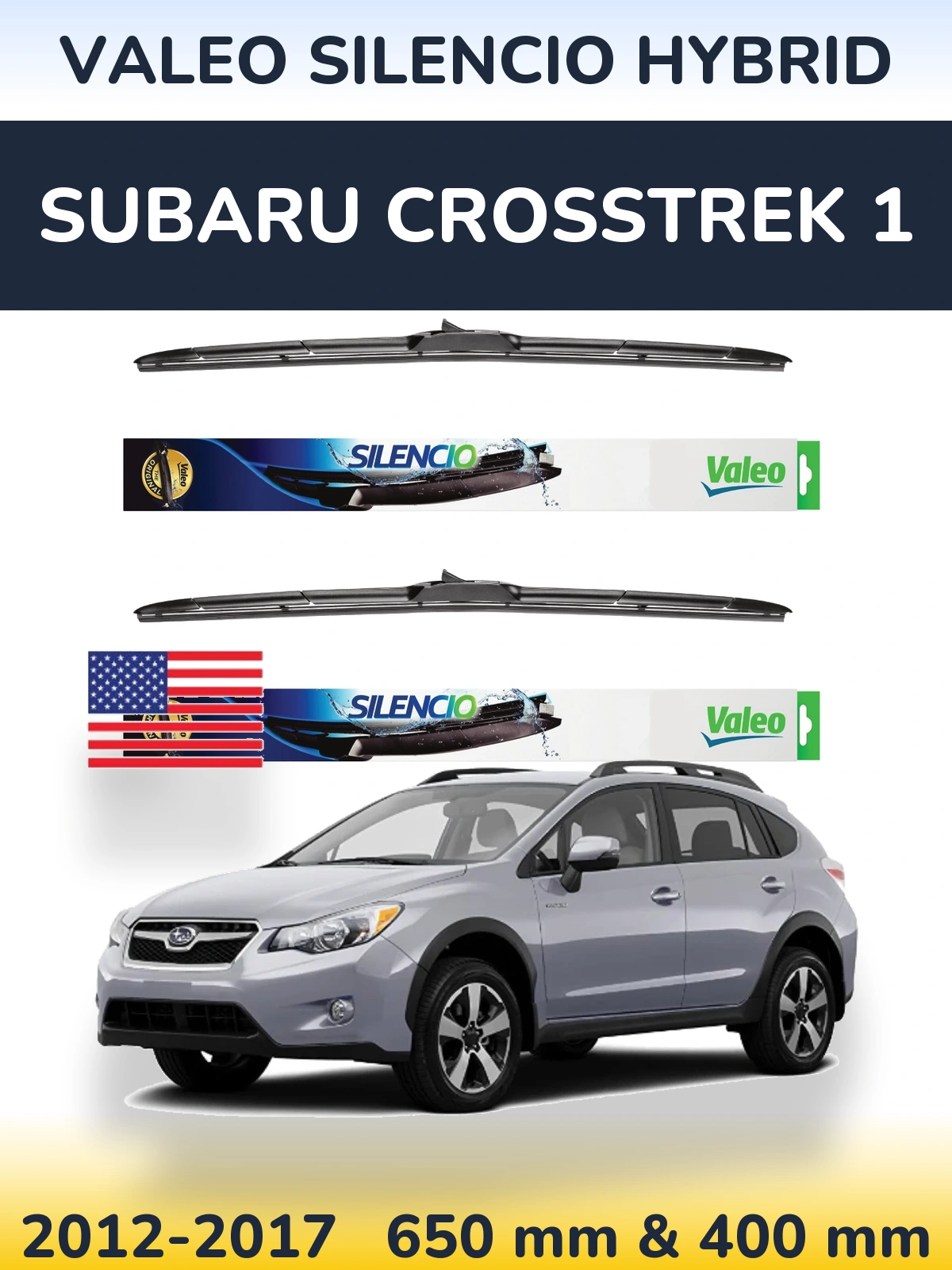 Komplet przednich wycieraczek Valeo Silencio Hybrid 650 & 400 mm do Subaru Crosstrek 1 2012-2017