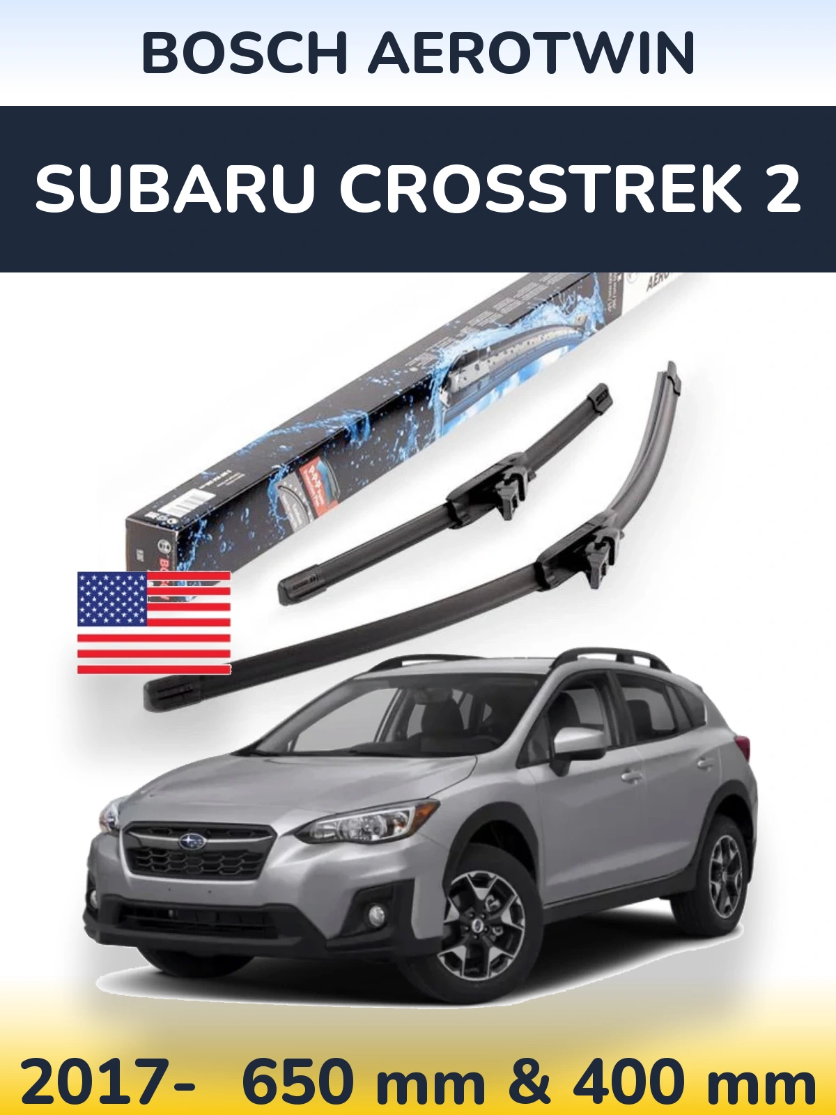 Комплект передніх щіток BOSCH AeroTwin 650 & 400 мм для Subaru Crosstrek 2 2017-2026
