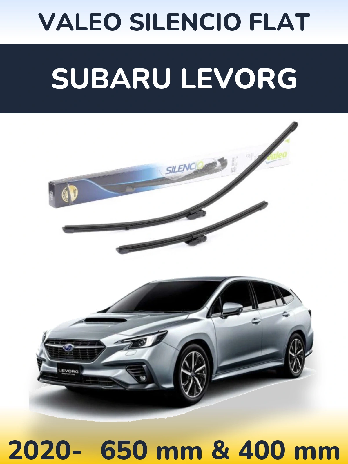 Front wiper blade set Valeo Silencio Flat 650 & 400 mm for Subaru Levorg 2020-2026