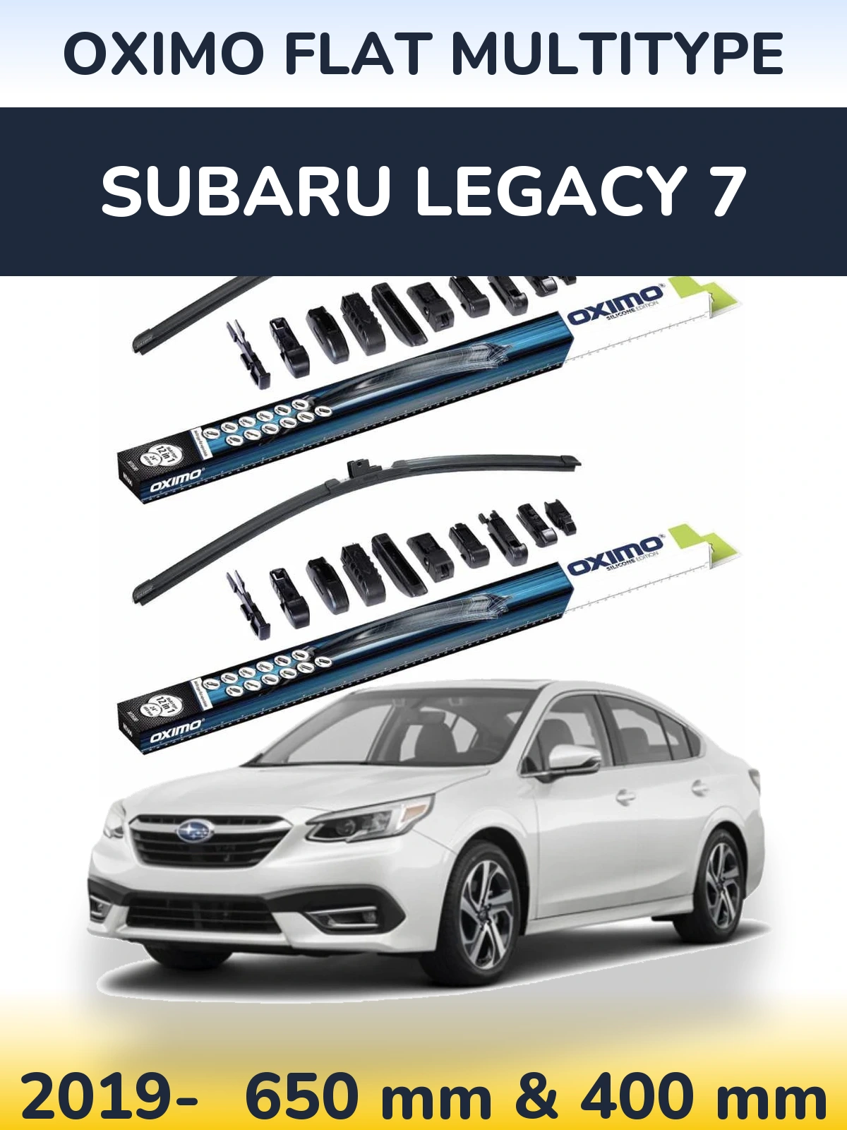 Комплект передніх щіток Oximo Flat MultiТипe 650 & 400 мм для Subaru Legacy 7 2019-2026