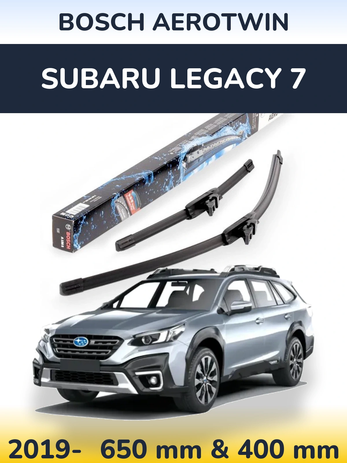 Komplet przednich wycieraczek BOSCH AeroTwin 650 & 400 mm do Subaru Legacy 7 2019-2026