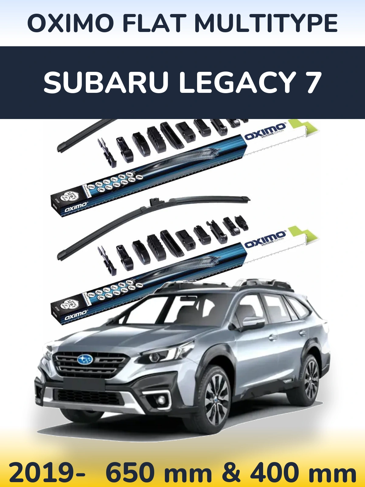 Комплект передних дворников Oximo Flat MultiТипe 650 & 400 мм для Subaru Legacy 7 2019-2026