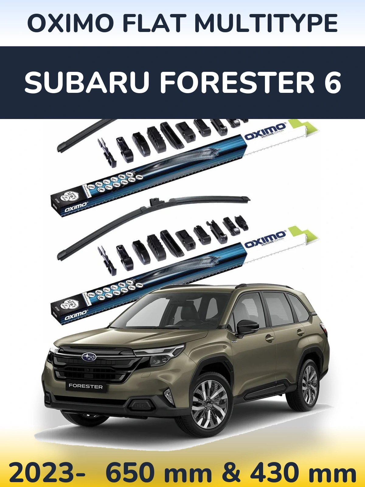 Komplet przednich wycieraczek Oximo Flat MultiType 650 & 430 mm do Subaru Forester 6 2023-2026