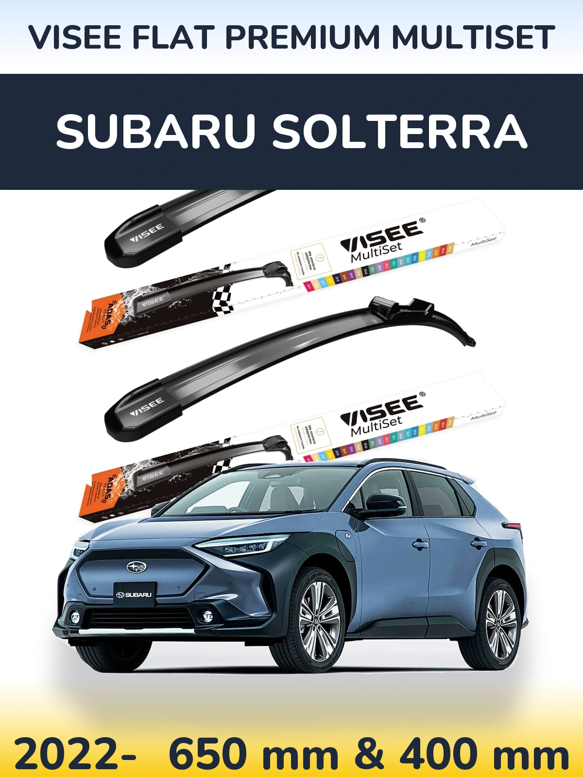 Комплект передних дворников VISEE FLAT PREMIUM MultiSet 650 & 400 мм для Subaru Solterra 2022-2026