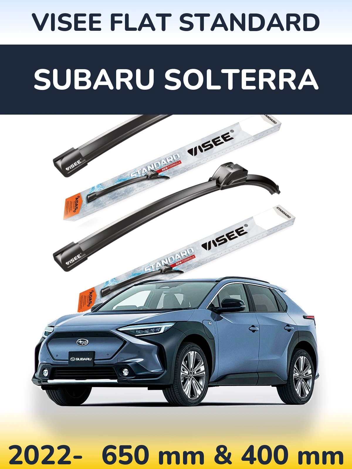 Комплект передних дворников VISEE FLAT STANDARD 650 & 400 мм для Subaru Solterra 2022-2026