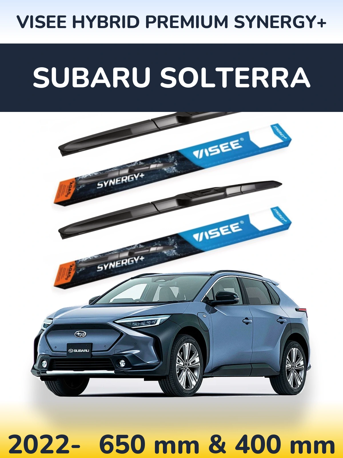 Комплект передніх щіток VISEE HYBRID PREMIUM SYNERGY+ 650 & 400 мм для Subaru Solterra 2022-2026