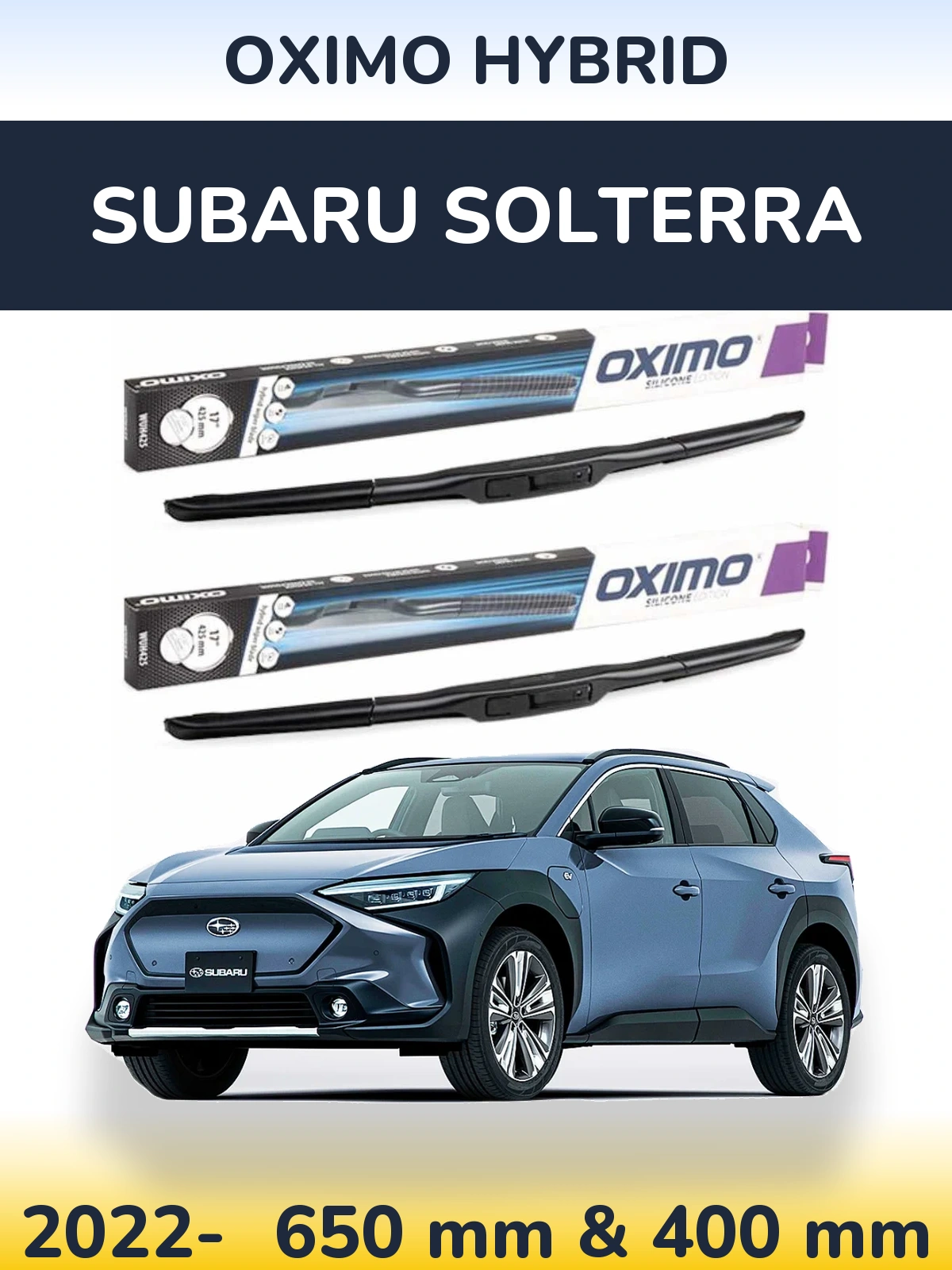 Комплект передніх щіток Oximo Hybrid 650 & 400 мм для Subaru Solterra 2022-2026